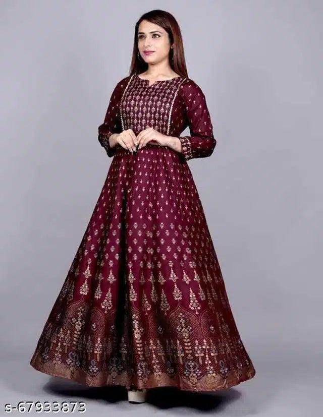 Anarkali Rayon Kurti for Women (Maroon, M) - Mayara - My Fashion Brand
